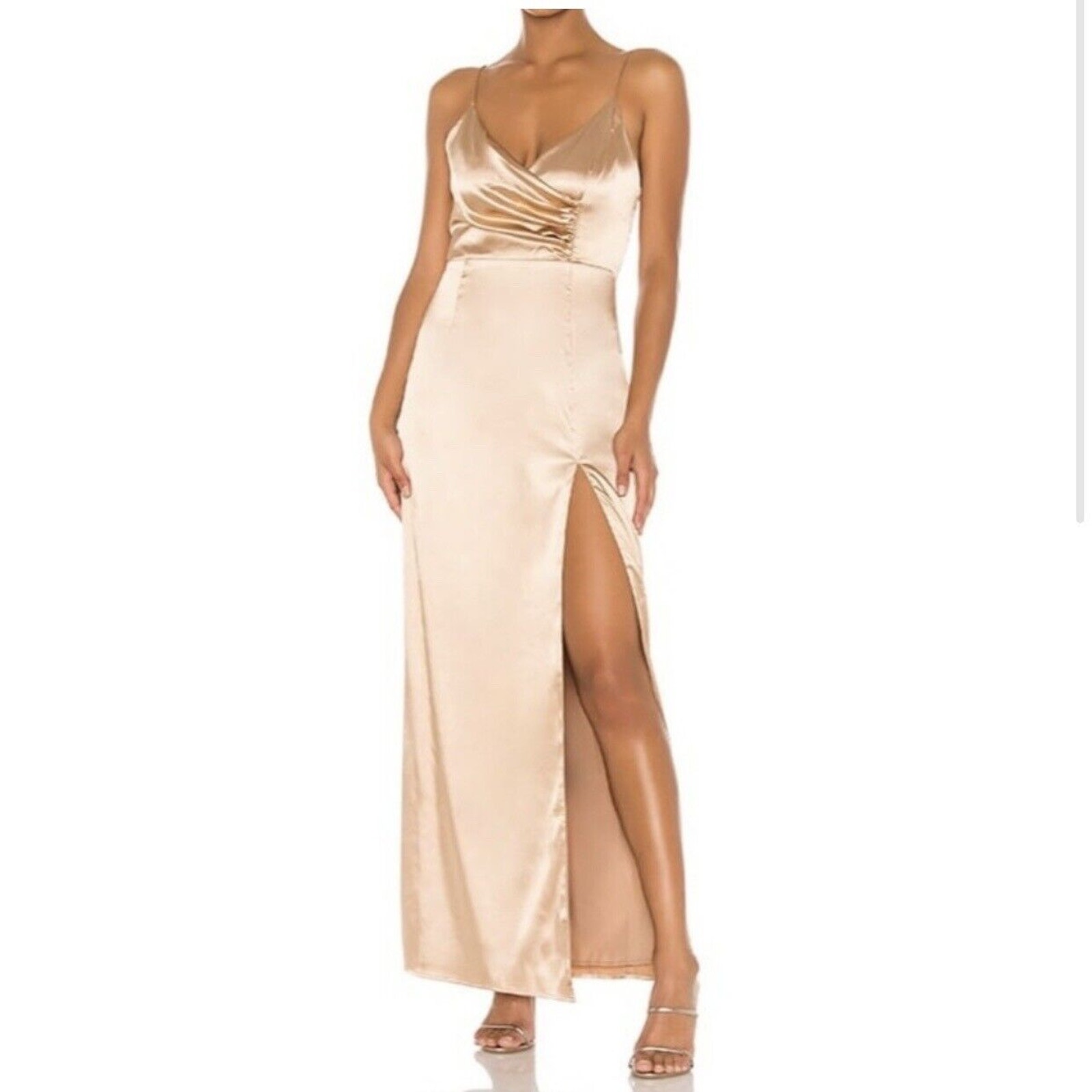 Superdown Adrena Bronze Gold Metallic Sleeveless Maxi Long Dress Small Nwt